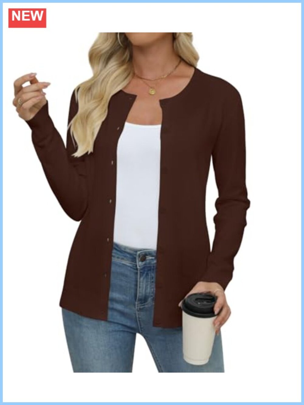 Women's Knit Cardigan Long Sleeve Button Front Regular Fit Lightweight